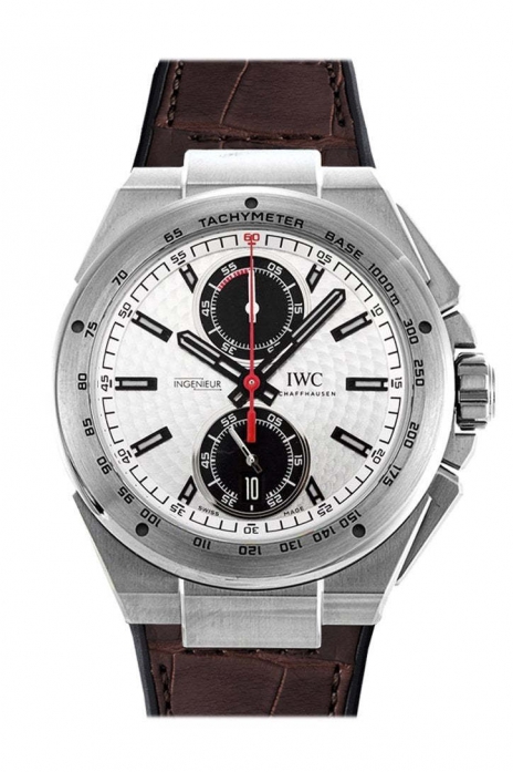 IWC Ingenieur Silver Dial Chrono Leather Strap Automatic 45mm Men's Watch IW378505