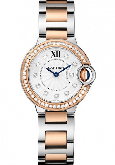 Cartier Ballon Bleu 28 mm Stainless steel & Rose Gold & Diamonds Lady’s Watch, W3BB0025