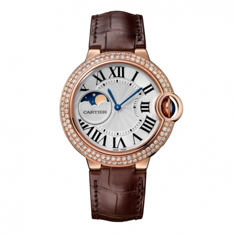 Cartier Ballon Bleu Moon Phase 37mm 18K Rose Gold & Diamonds Lady’s Watch, WJBB0027