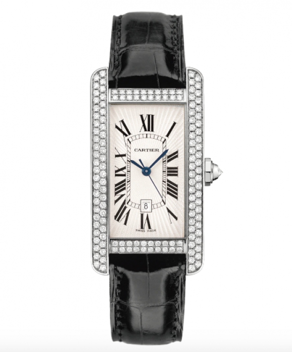 Cartier Tank Américaine Medium Model 18K White Gold & Diamonds Ladies Watch, WJTA0031