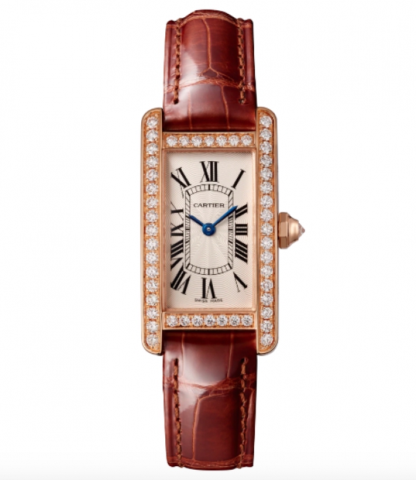 Cartier Tank Américaine Small Model 18K Rose Gold & Diamonds Ladies Watch, WJTA0028