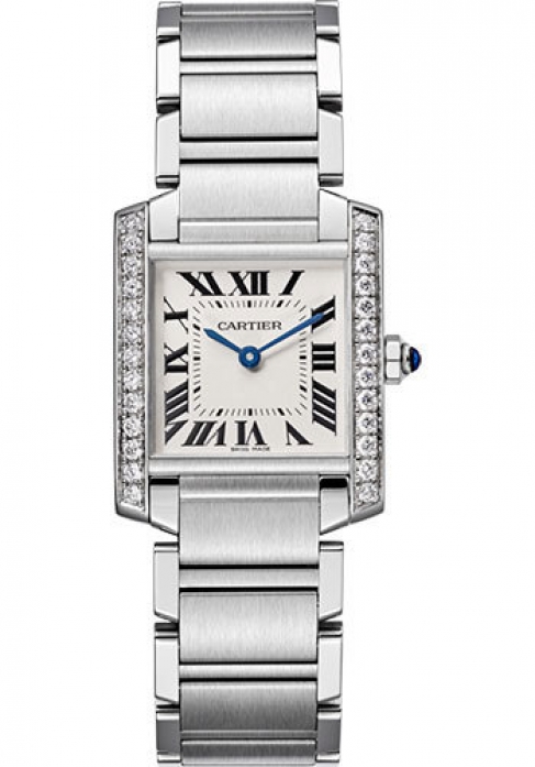 Cartier Tank Francaise Stainless Steel & Diamonds Ladies Watch, W4TA0009