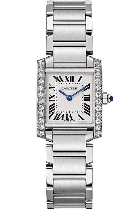 Cartier Tank Francaise Small Model Stainless Steel & Diamonds Ladies Watch, W4TA0008