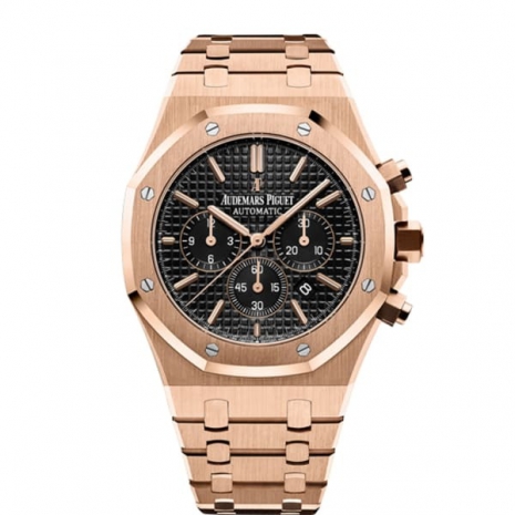 Audemars Piguet Royal Oak Chronograph Black Dial 41mm 18k Pink Gold Watch 26320OR.OO.1220OR.01