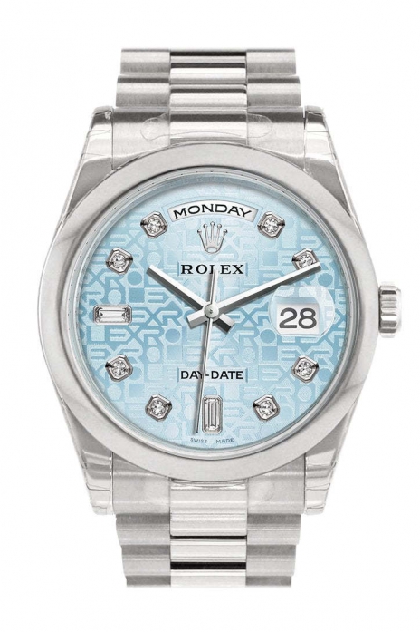 Day Date 36 Ice Blue Jubilee design set with diamonds Dial President Men's Watch 118206