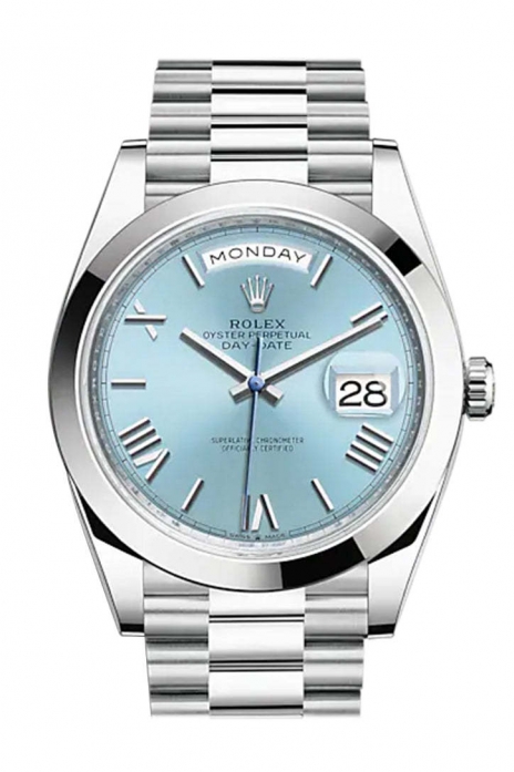 Day-Date 40 Ice blue Dial Roman Dome Bezel Platinum President Automatic Men's Watch 228206